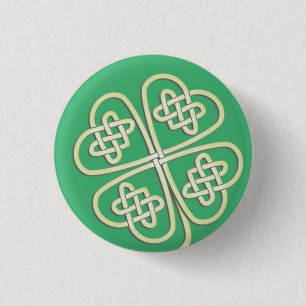 Lucky Celtic Four Leaf Clover Button