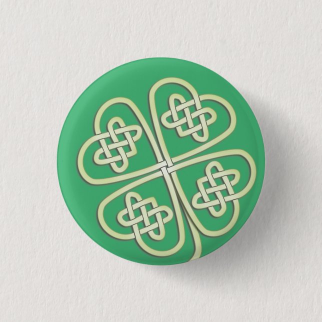 Lucky Celtic Four Leaf Clover Button (Front)