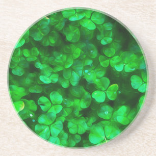 Lucky Celtic Irish Green Shamrocks Coaster