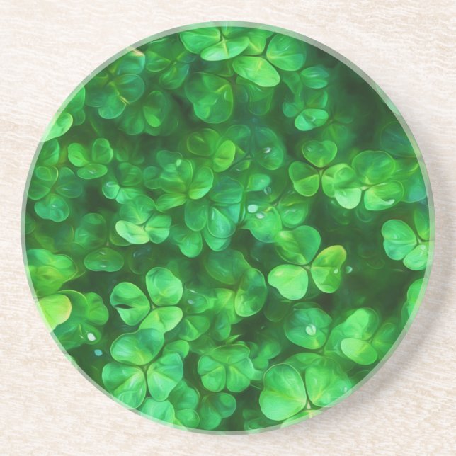 Lucky Celtic Irish Green Shamrocks Coaster (Front)