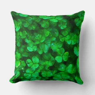 Lucky Celtic Irish Green Shamrocks Cushion