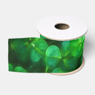 Lucky Celtic Irish Green Shamrocks Grosgrain Ribbon