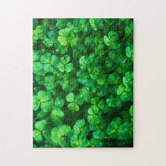 Lucky Celtic Irish Green Shamrocks Jigsaw Puzzle (Vertical)