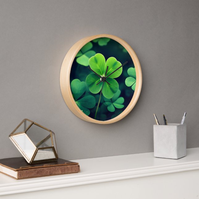  Lucky Charm 4-Leaf Clover Wall Clock (Office)