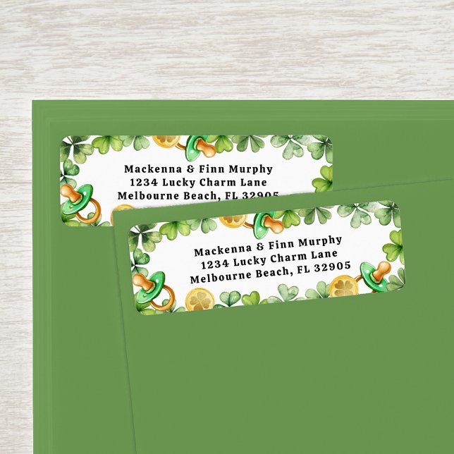 Lucky Charm Baby Shower Address Label Return Address Label (Return Address Label - Irish Baby Shower Theme)