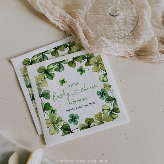 Lucky Charm Baby Shower Shamrock Clover Napkin (Creator Uploaded)