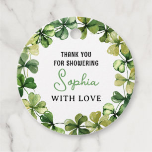 Lucky Charm Baby Shower Shamrock Clover Tags