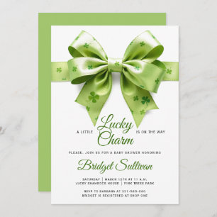 Lucky charm bow St. Patrick's Day baby shower Invitation