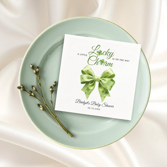 Lucky charm bow St. Patrick's Day baby shower Napkin (Creator Uploaded)