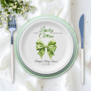 Lucky charm bow St. Patrick's Day baby shower Paper Plate