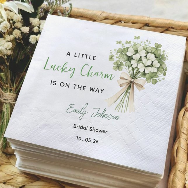 Lucky Charm Bridal Shower Party Napkins Greenery (Creator Uploaded)