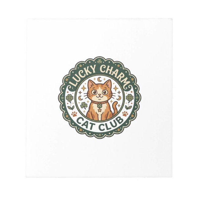 Lucky Charm Cat POD Vector Art - Lucky Charm Cat C Notepad (Front)