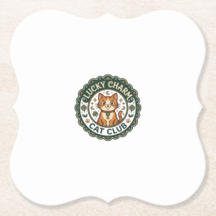 Lucky Charm Cat POD Vector Art - Lucky Charm Cat C Paper Coaster