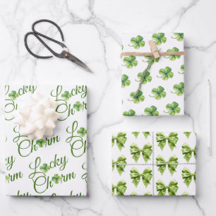 Lucky charm clover St. Patrick's Day Baby Shower  Wrapping Paper Sheet