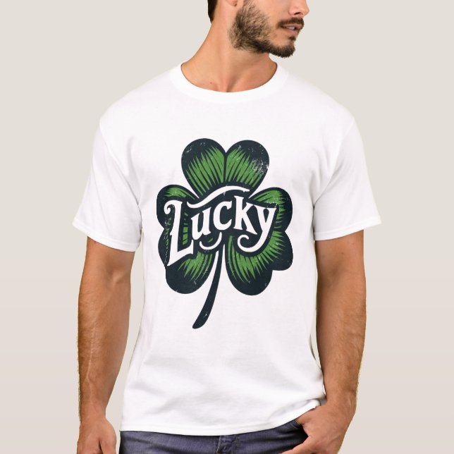 Lucky Charm Clover St Patrick's Day T-Shirt (Front)
