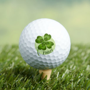 Lucky Charm Clover Vintage Personalised Good Luck  Golf Balls