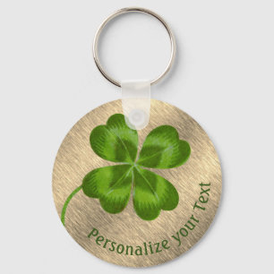 Lucky Charm Clover Vintage Personalised Good Luck  Key Ring