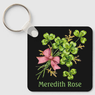 Lucky Charm Clover Vintage Personalised Good Luck Key Ring