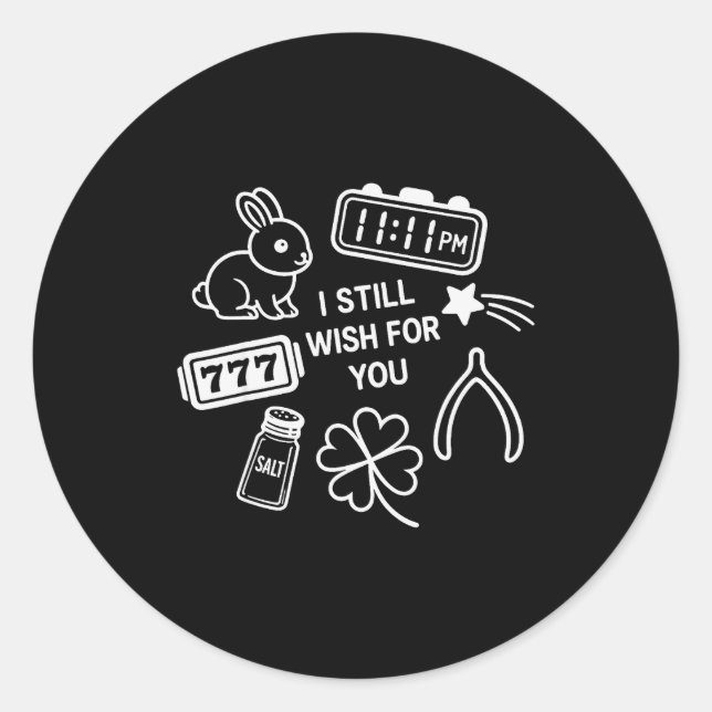 Lucky Charm Collage Funny Wishbone - Eleven Eleven Classic Round Sticker (Front)