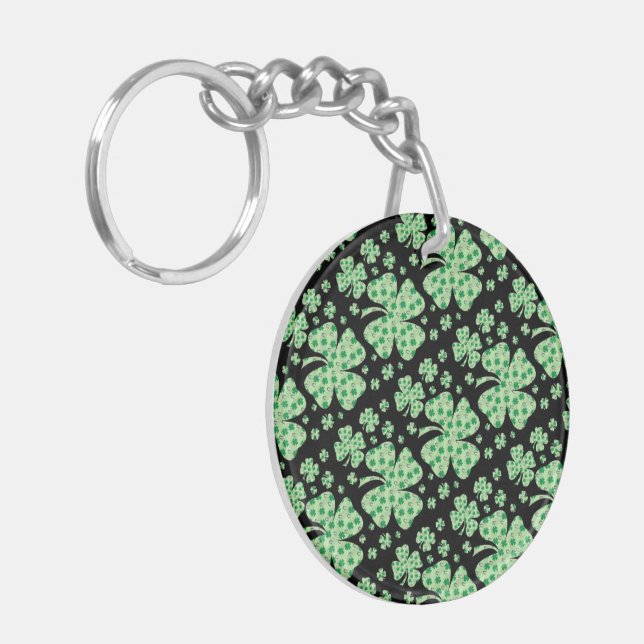 Lucky Charm Four Leaf Clover Key Ring (Front Left)