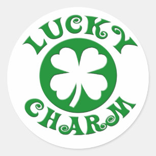 Lucky Charm Green/White Circle Classic Round Sticker