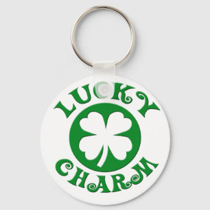 Lucky Charm Green/White Circle Key Ring