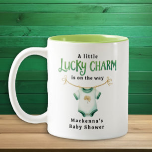Lucky Charm Irish Baby Shower Two-Tone Coffee Mug