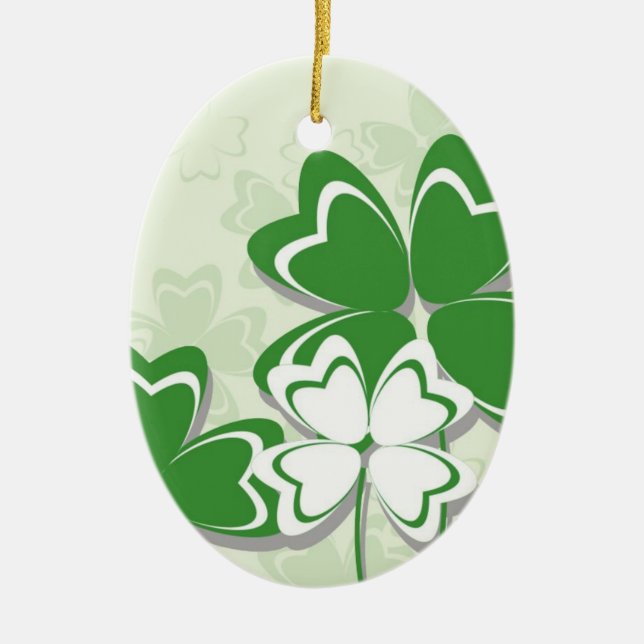 Lucky charm Irish clover shamrock St. Patricks Day Ceramic Ornament (Front)