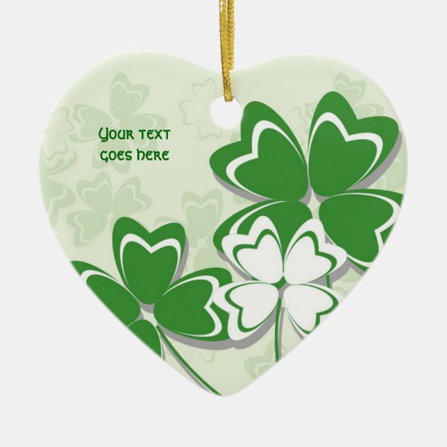 Lucky charm Irish clover shamrock St. Patricks Day Ceramic Ornament (Front)