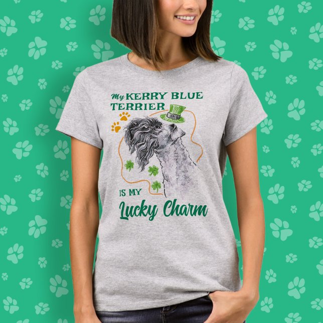 Lucky Charm Kerry Blue Terrier Irish Dog mum Funny T-Shirt (Creator Uploaded)