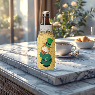 Lucky Charm Leprechaun Irish Bubbly Golden Beer Bottle Cooler