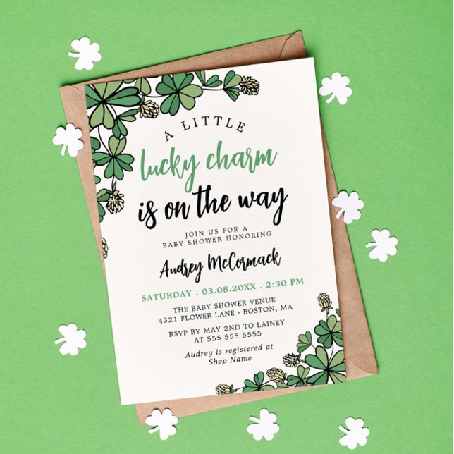 Lucky Charm On the Way Gender Neutral Baby Shower Invitation (Creator Uploaded)