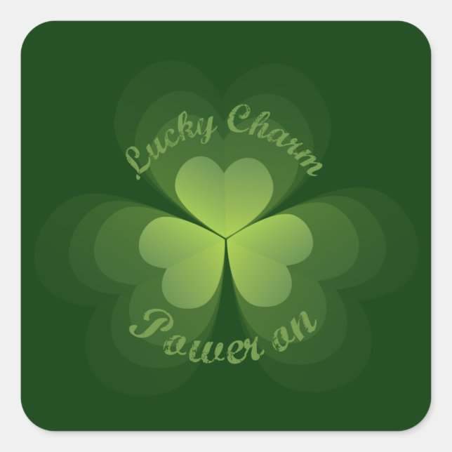 Lucky Charm Power On Square Sticker (Front)