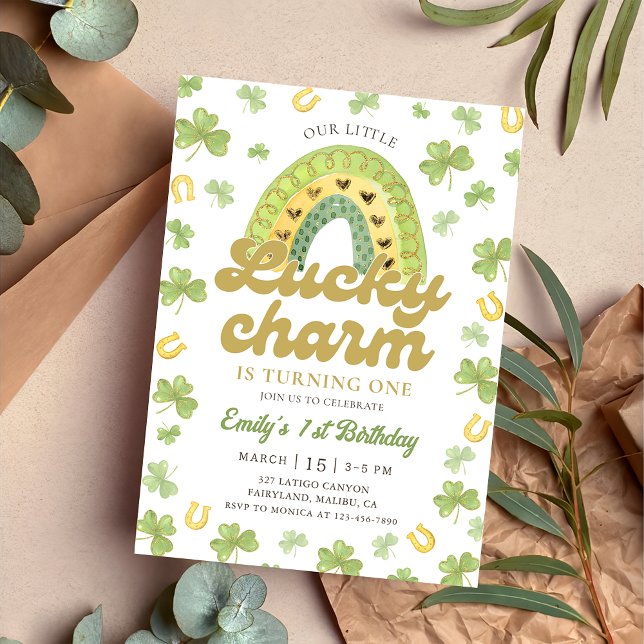 Lucky Charm Rainbow Shamrock Birthday  Invitation (Creator Uploaded)