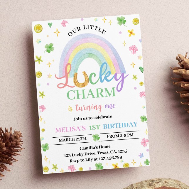 Lucky Charm Rainbow Shamrock Birthday Invitation (Creator Uploaded)