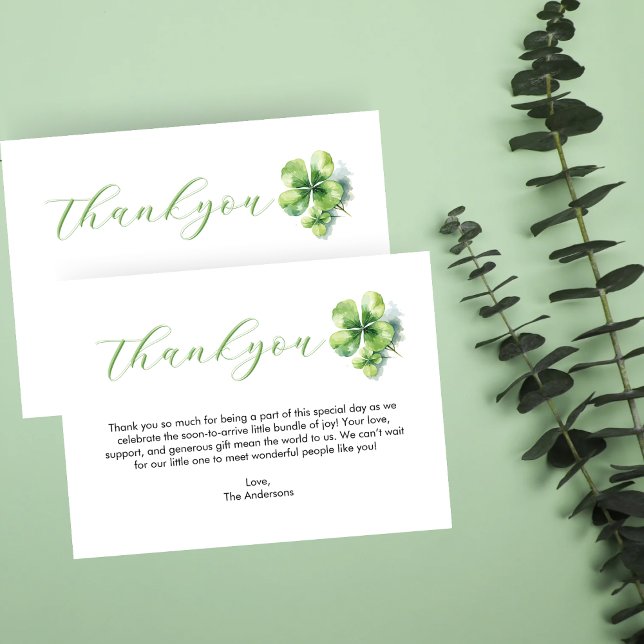 Lucky Charm St Patrick's Baby Shower Thankyou Card (Creator Uploaded)