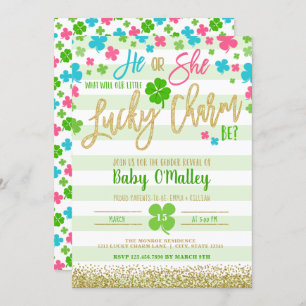 Lucky Charm St Patrick's Day Gender Reveal Invitation