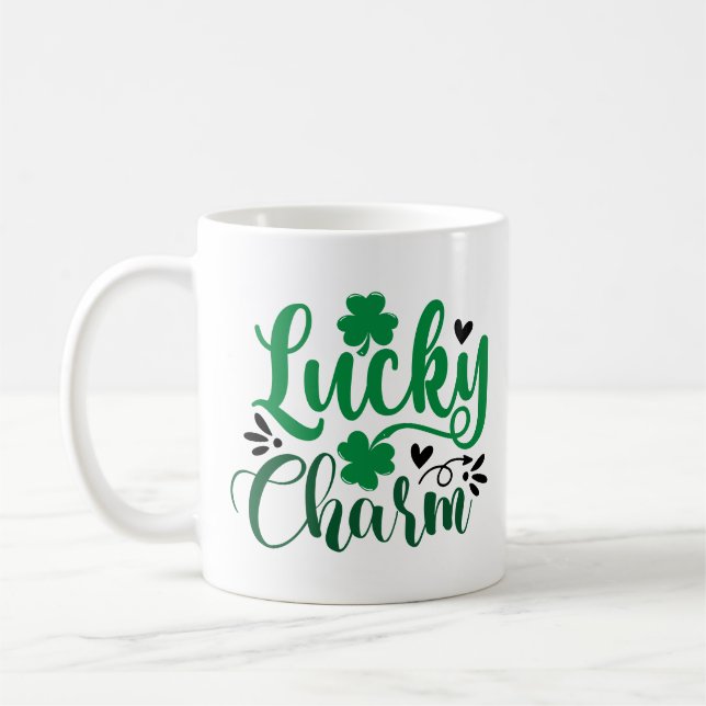 Lucky Charm St Patricks Day Personalised Coffee Mug (Left)