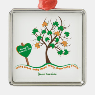 Lucky charm tree clover shamrock St. Patricks Day Metal Ornament