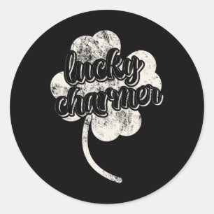 Lucky Charmer Funny St. Patrick's Day Weathered Classic Round Sticker