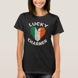 Lucky Charmer Grunge Heart Irish Flag St Patrick's T-Shirt