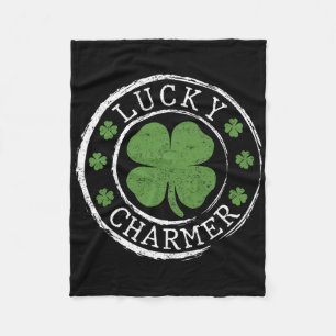 Lucky Charmer Shamrock Funny St. Patrick's Day Boy Fleece Blanket