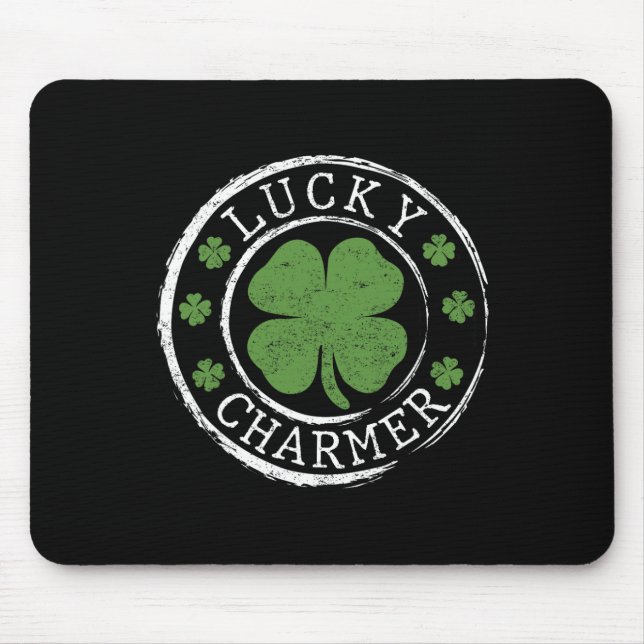 Lucky Charmer Shamrock Funny St. Patrick's Day Boy Mouse Pad (Front)