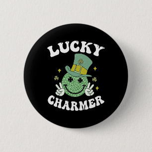 Lucky Charmer Shirt Boys Kids Girl Funny St. Patri 6 Cm Round Badge