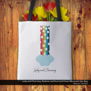Lucky & Charming Rainbow 4-Leaf Clover Minimalist Tote Bag