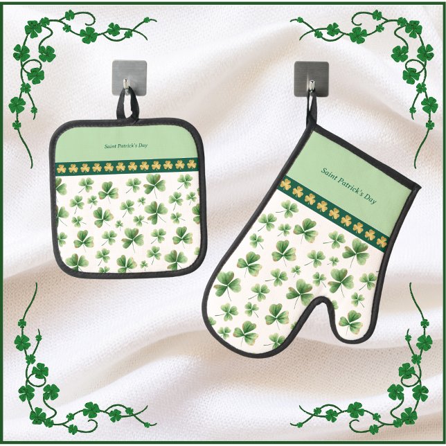 Lucky Charms Shamrock Oven Mitts Mitt & Pot Holder Set (Lucky Charms Shamrock Oven Mitts)