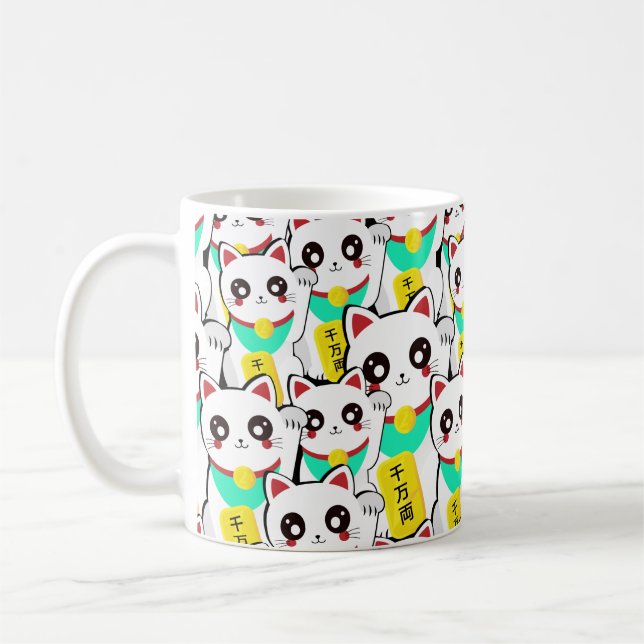 Lucky Chinese Cat Coffee Mug (Left)