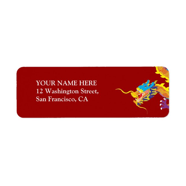 Lucky Chinese Dragon Return Address Label (Front)