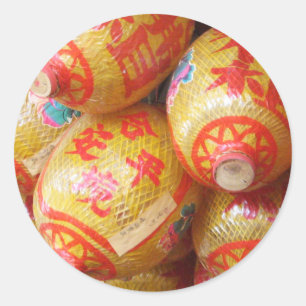Lucky Chinese Paper Lanterns Classic Round Sticker
