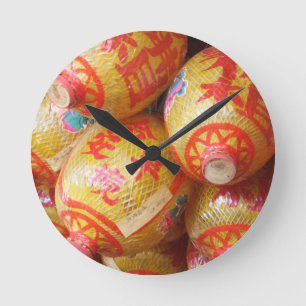 Lucky Chinese Paper Lanterns Round Clock